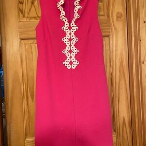 Elle Pink Midi Dress with White Detailing